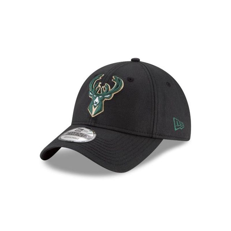 NBA Milwaukee Bucks Waxed Canvas 9Twenty Adjustable (NEI4677) - Black New Era Caps